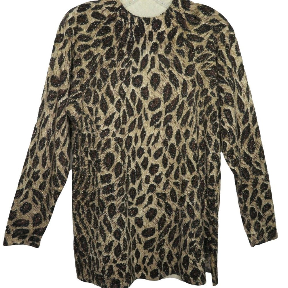 Vintage Yarnworks Animal Print Gold Metallic Sparkle Sweater